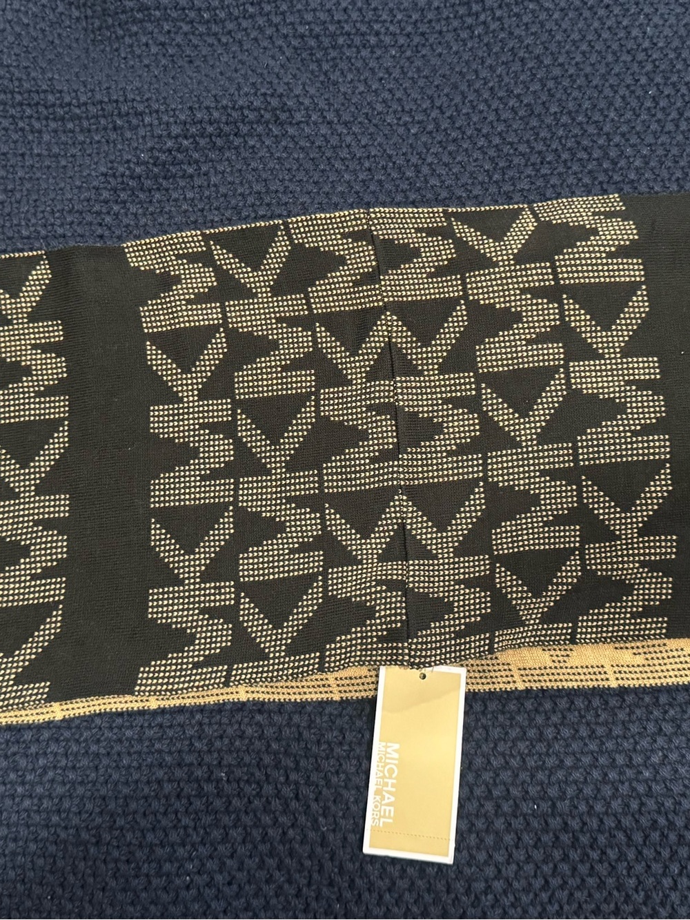 Michael Kors Monogram Wrap Scarf Black & Tan NWT